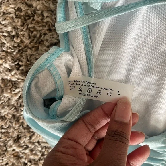 SHEIN Light Blue Ruffle One-Piece Swimsuit - Picture 8 of 8